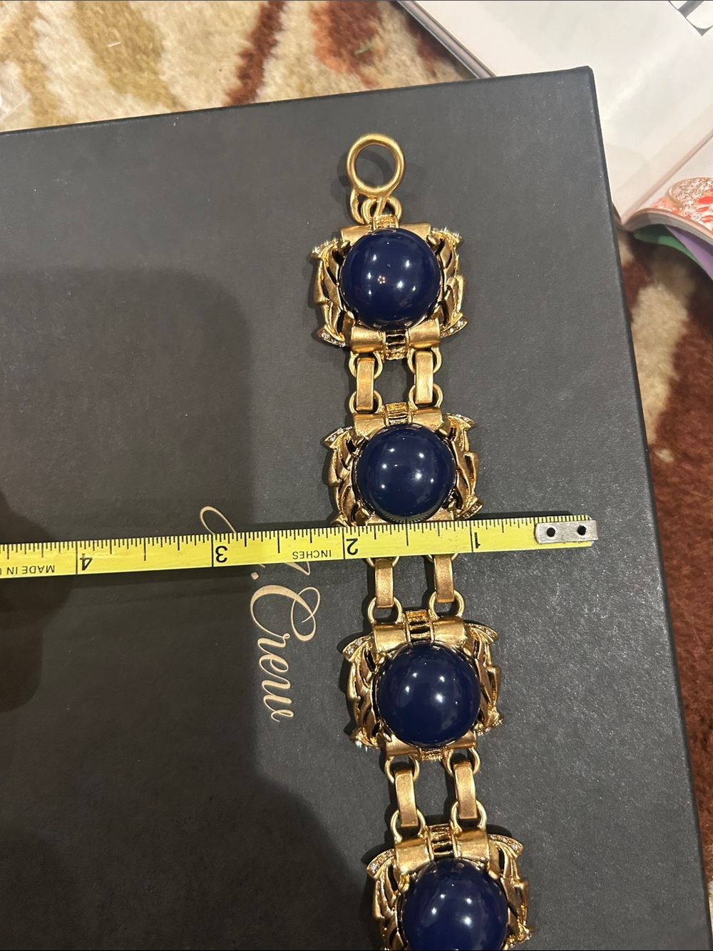 NWOT J. Crew Navy Golden Cabochon Bracelet - Picture 3 of 8
